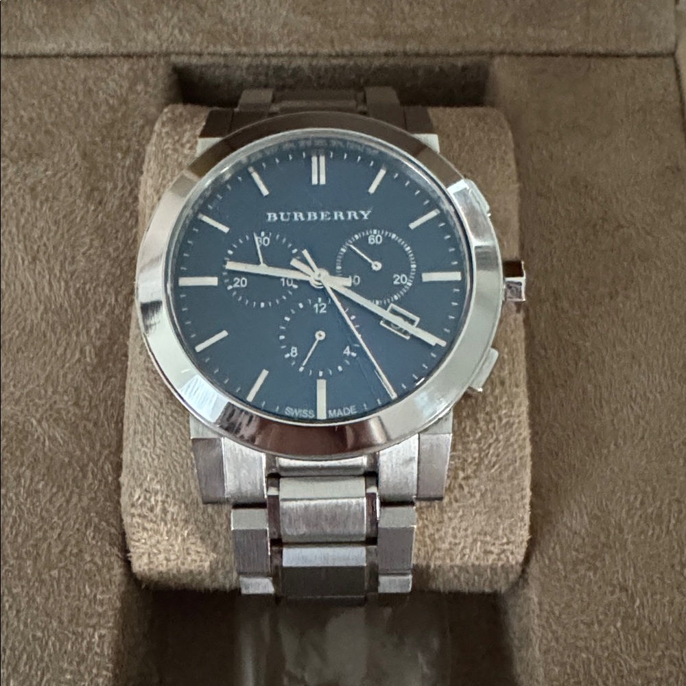 Burberry Silver Watch with Blue Face-BU9363 - Picture 7 of 14